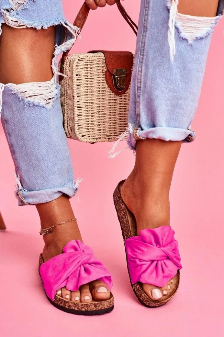 Boto Klapki Korkowe|Klapki Damskie Klasyczne*Damskie Klapki Na Korku Kokardki Fuksja Felis