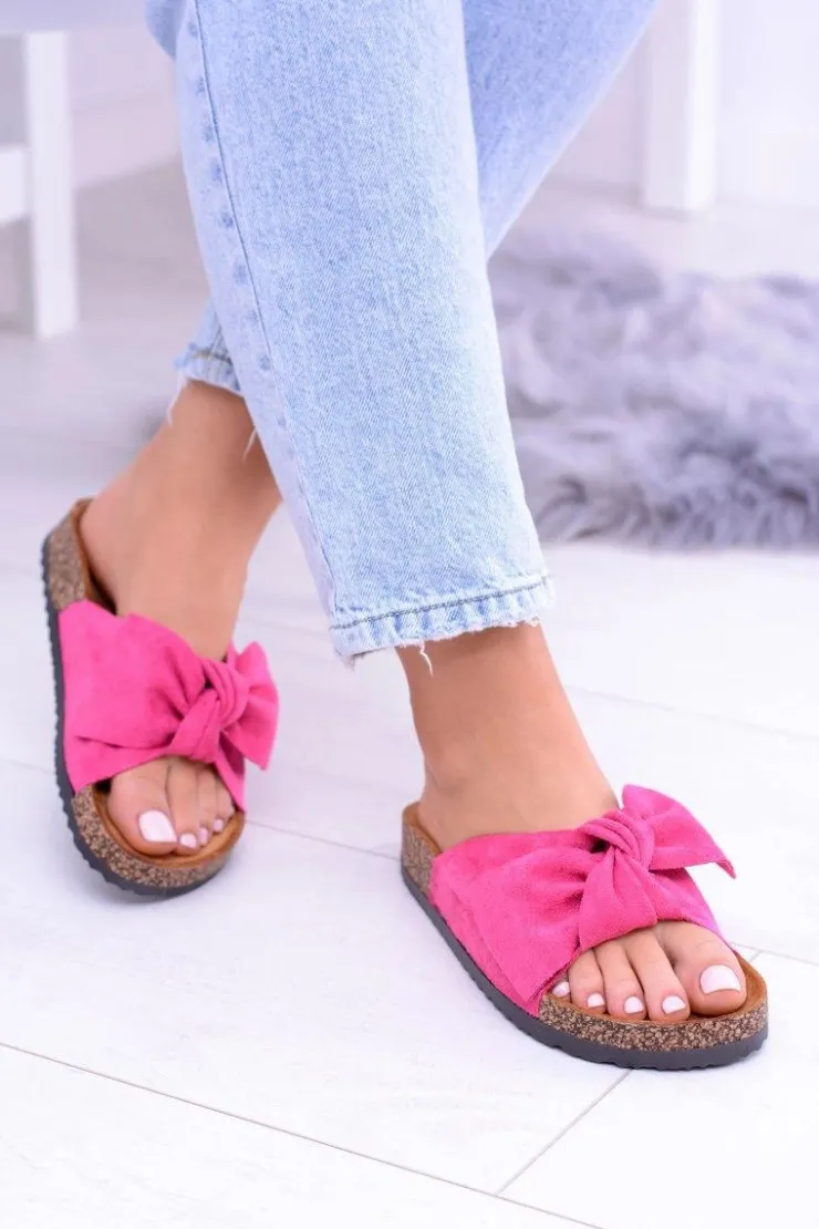 Boto Klapki Korkowe|Klapki Damskie Klasyczne*Damskie Klapki Na Korku Kokardki Wolly Fuksja