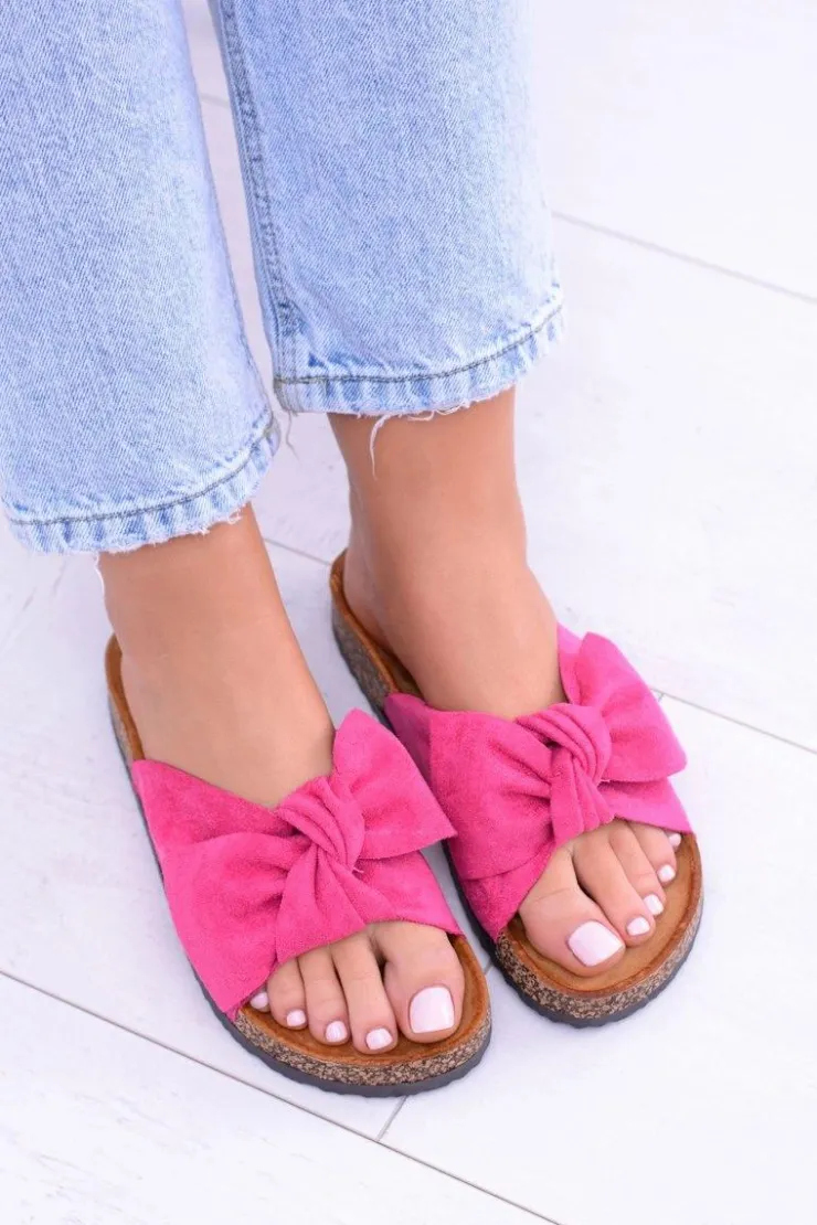 Boto Klapki Korkowe|Klapki Damskie Klasyczne*Damskie Klapki Na Korku Kokardki Wolly Fuksja