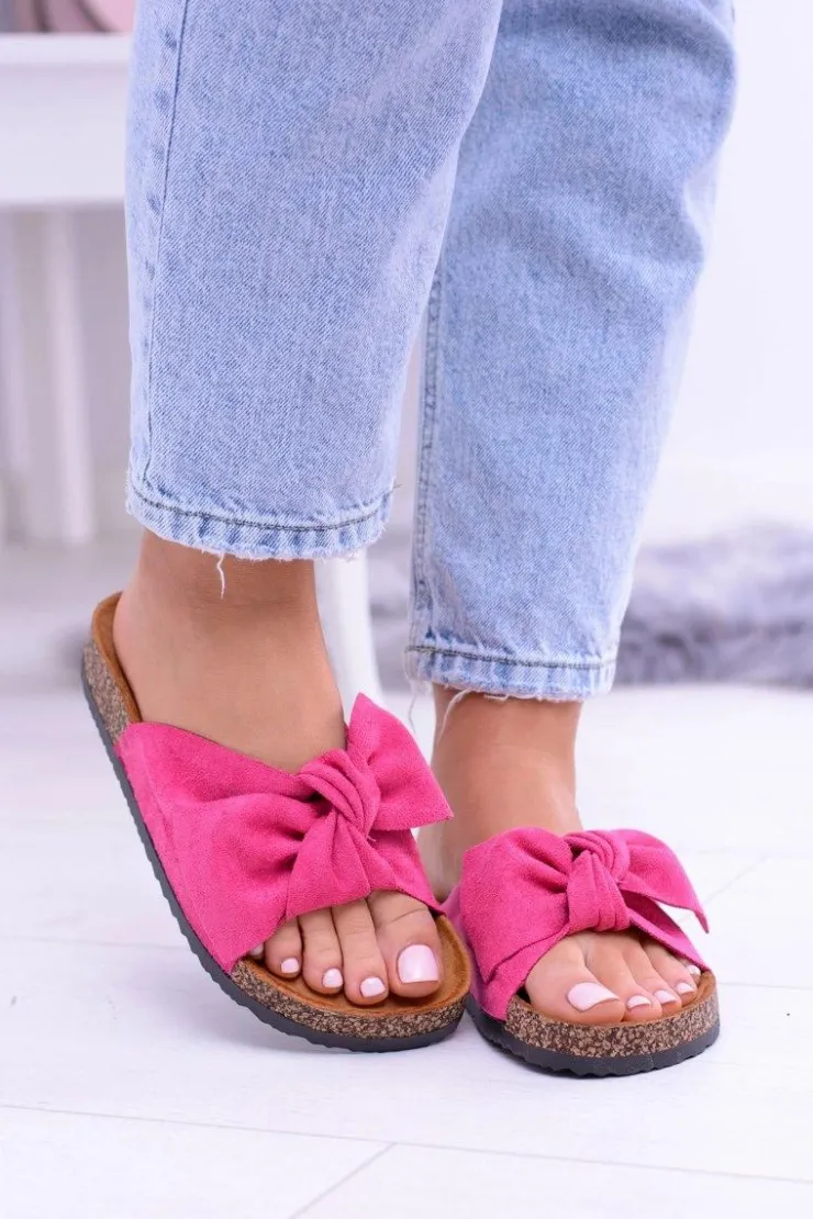 Boto Klapki Korkowe|Klapki Damskie Klasyczne*Damskie Klapki Na Korku Kokardki Wolly Fuksja