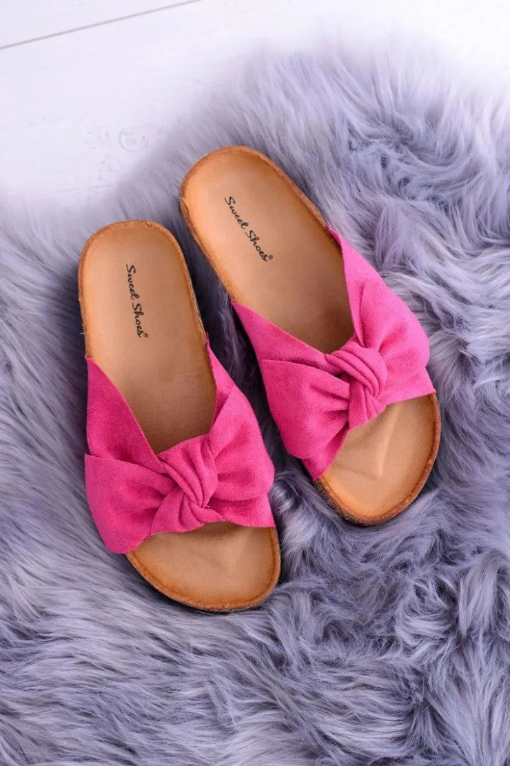 Boto Klapki Korkowe|Klapki Damskie Klasyczne*Damskie Klapki Na Korku Kokardki Wolly Fuksja