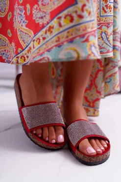 Damskie Boto Damskie Klapki Na Korku Z Kryształkami Do It!