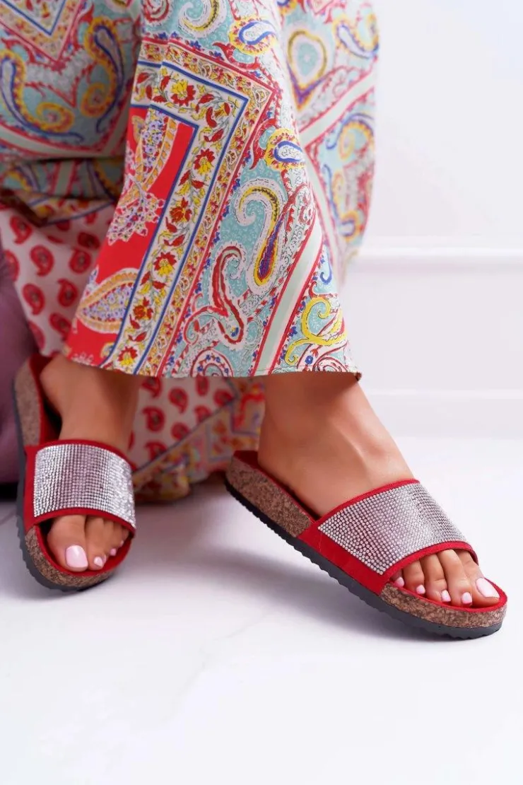 Damskie Boto Damskie Klapki Na Korku Z Kryształkami Do It!