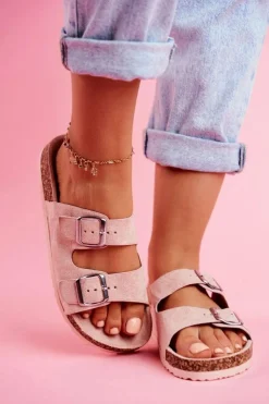 Evento Klapki Korkowe|Klapki Damskie Klasyczne*Damskie Klapki Na Korku Z Klamrami Różowe Si Senor