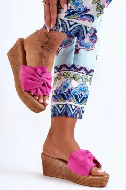 Discount Boto Damskie Klapki Na Koturnie Różowe Calama