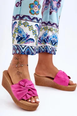 Discount Boto Damskie Klapki Na Koturnie Różowe Calama