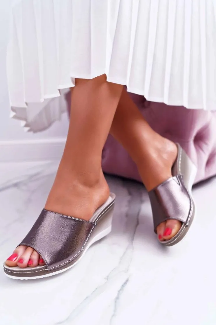 Damskie Buty damskie Vinceza Damskie Klapki Na Koturnie Eleganckie Metaliczne Loca