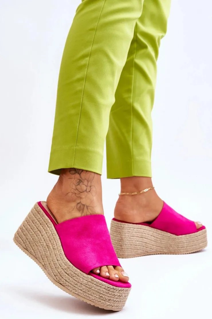 New Boto Damskie Klapki Na Koturnie I Platformie Fuksja Ysabel