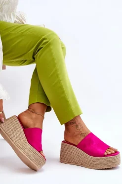 New Boto Damskie Klapki Na Koturnie I Platformie Fuksja Ysabel