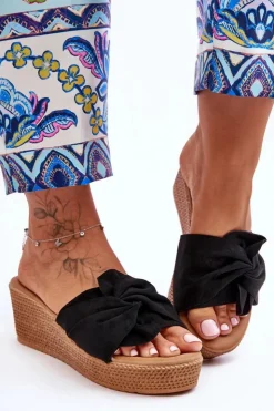 Boto Klapki Na Koturnie|Klapki Na Platformie*Damskie Klapki Na Koturnie Czarne Calama