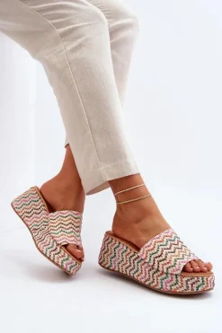 Boto Damskie Klapki Na Koturnie Białe Vanarila