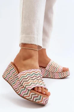 Boto Damskie Klapki Na Koturnie Białe Vanarila