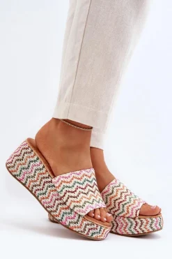 Boto Damskie Klapki Na Koturnie Białe Vanarila