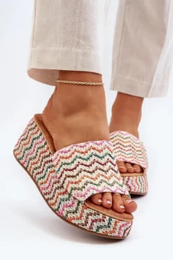 Boto Damskie Klapki Na Koturnie Białe Vanarila