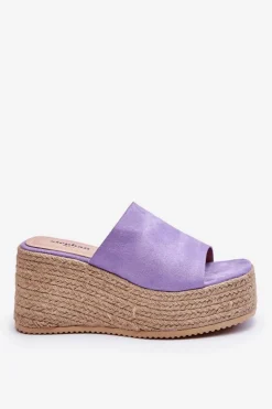 Boto Klapki Na Koturnie|Klapki Na Platformie*Damskie Klapki Na Koturnie I Platformie Fioletowe Ysabel
