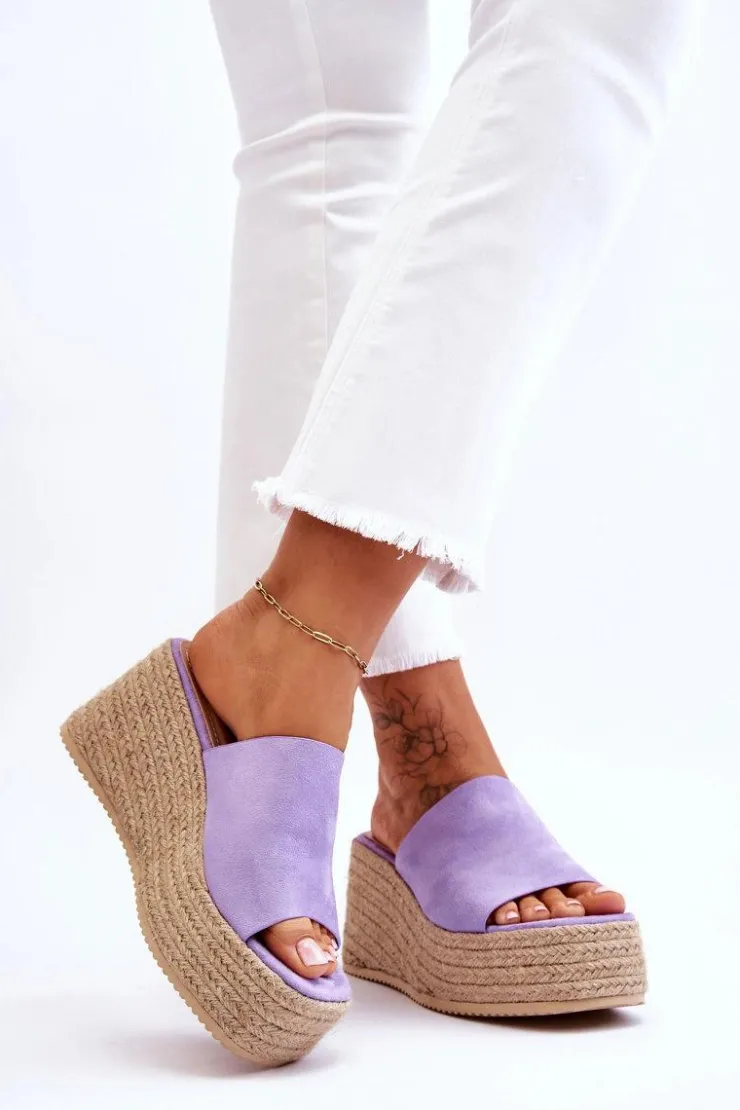 Boto Klapki Na Koturnie|Klapki Na Platformie*Damskie Klapki Na Koturnie I Platformie Fioletowe Ysabel
