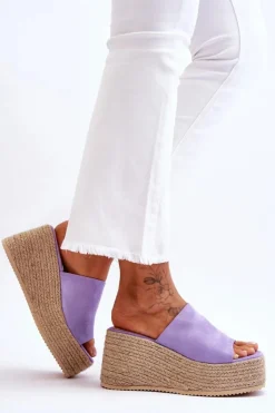 Boto Klapki Na Koturnie|Klapki Na Platformie*Damskie Klapki Na Koturnie I Platformie Fioletowe Ysabel