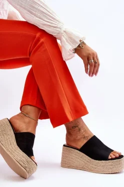 Discount Boto Damskie Klapki Na Koturnie I Platformie Czarne Ysabel