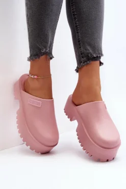 Damskie Big Star Shoes Damskie Klapki Na Masywnej Podeszwie Big Star NN274020 Różowe