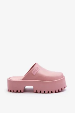 Damskie Big Star Shoes Damskie Klapki Na Masywnej Podeszwie Big Star NN274020 Różowe