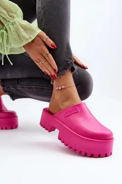 Damskie Big Star Shoes Damskie Klapki Na Masywnej Podeszwie Big Star NN274019 Fuksja