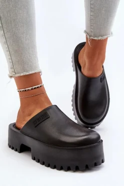 Big Star Shoes Klapki Damskie Big Star|Klapki Damskie Klasyczne*Damskie Klapki Na Masywnej Podeszwie Big Star NN274014 Czarne Czarny