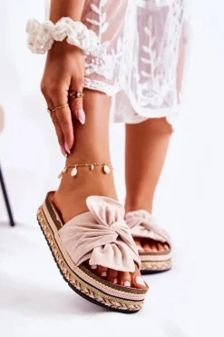 Boto Klapki Na Platformie|Klapki Damskie Klasyczne*Damskie Klapki Na Masywnej Platformie Beżowe Terisa