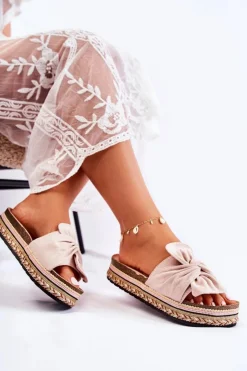 Boto Klapki Na Platformie|Klapki Damskie Klasyczne*Damskie Klapki Na Masywnej Platformie Beżowe Terisa