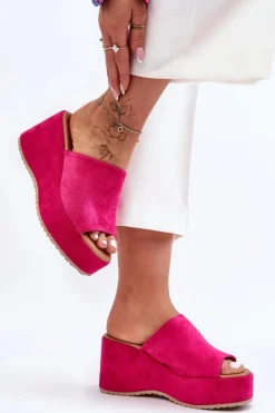 Best Boto Damskie Klapki Na Masywnej Platformie Fuksja Martina