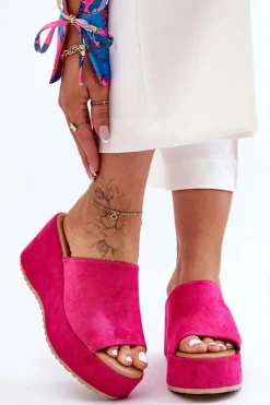 Best Boto Damskie Klapki Na Masywnej Platformie Fuksja Martina