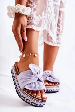 Damskie Boto Damskie Klapki Na Masywnej Platformie Fioletowe Terisa