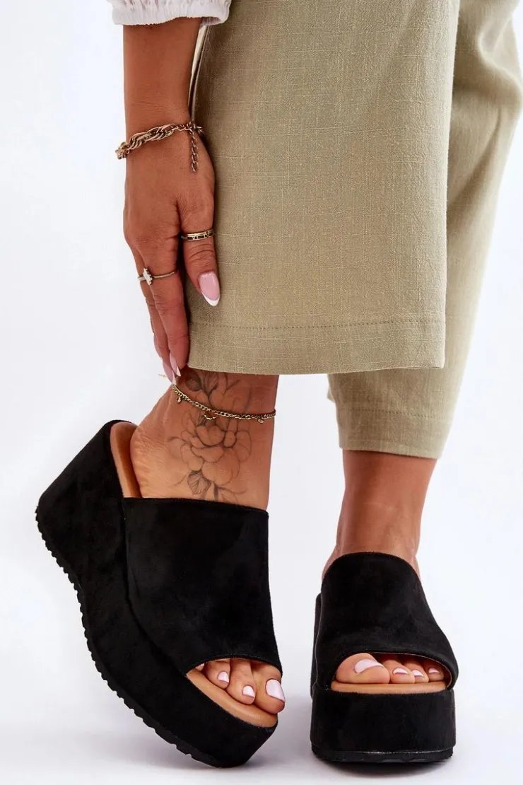 Damskie Boto Damskie Klapki Na Masywnej Platformie Czarne Martina