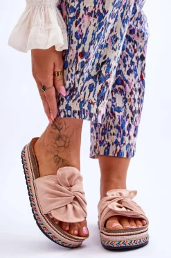 Damskie Boto Damskie Klapki Na Masywnej Platformie Jasnoróżowe Terisa