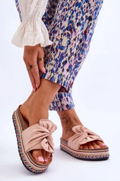 Damskie Boto Damskie Klapki Na Masywnej Platformie Jasnoróżowe Terisa