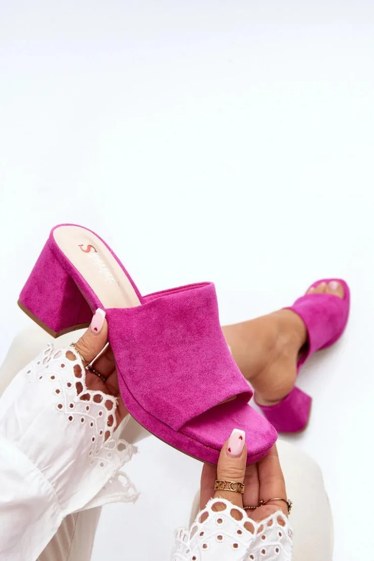 Boto Klapki Na Obcasie|Klapki Damskie Klasyczne*Damskie Klapki Na Obcasie Fuksja Bralya