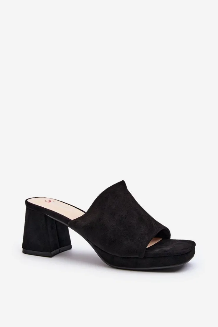 Sale Boto Damskie Klapki Na Obcasie Czarne Bralya