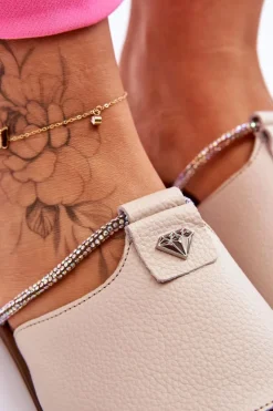 Damskie Boto Damskie Klapki Na Płaskim Obcasie Nicole 2806/054 Beżowe