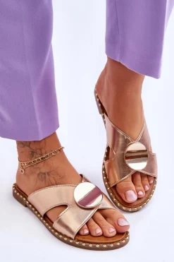 Sale Buty damskie Vinceza Damskie Klapki Na Płaskim Obcasie Złote Kenley