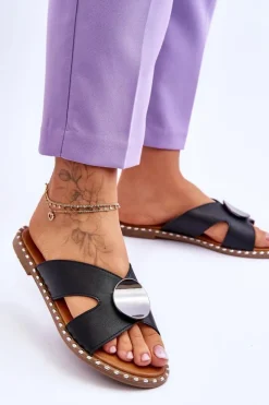 Buty damskie Vinceza Klapki Damskie Klasyczne*Damskie Klapki Na Płaskim Obcasie Czarne Kenley Czarny