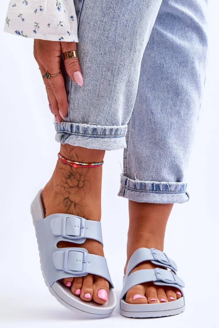 Clearance Boto Damskie Klapki Na Platformie Niebieskie Vertigo