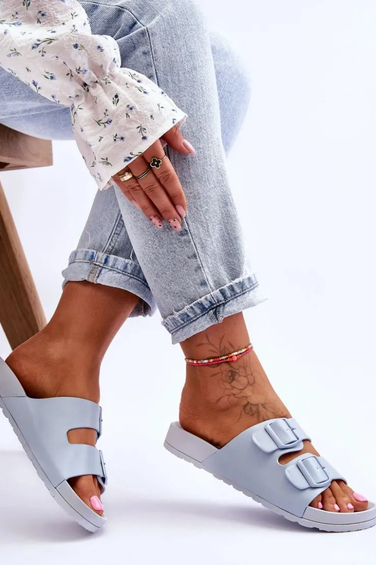 Clearance Boto Damskie Klapki Na Platformie Niebieskie Vertigo