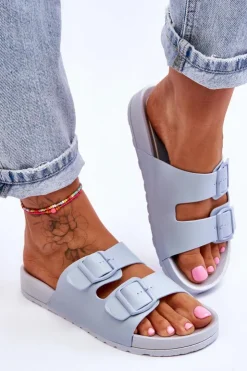 Clearance Boto Damskie Klapki Na Platformie Niebieskie Vertigo