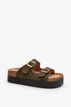 Boto Klapki Korkowe|Klapki Damskie Klasyczne*Damskie Klapki Na Platformie Z Klamrami Zielone Lolpey