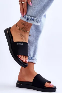 Clearance Big Star Shoes Damskie Klapki Na Platformie Big Star LL274930 Czarne