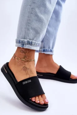 Clearance Big Star Shoes Damskie Klapki Na Platformie Big Star LL274930 Czarne