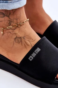 Clearance Big Star Shoes Damskie Klapki Na Platformie Big Star LL274930 Czarne