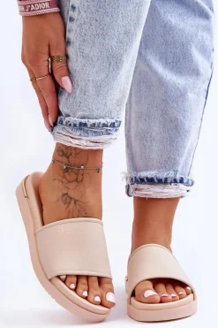 Big Star Shoes Klapki Damskie Big Star|Klapki Na Platformie*Damskie Klapki Na Platformie Big Star LL274933 Beżowe