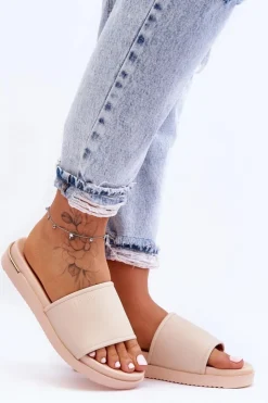 Big Star Shoes Klapki Damskie Big Star|Klapki Na Platformie*Damskie Klapki Na Platformie Big Star LL274933 Beżowe