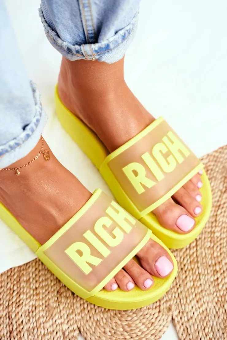 Damskie Boto Damskie Klapki Na Platformie Żółte RICH