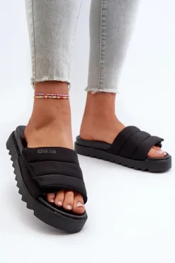 Big Star Shoes Klapki Damskie Big Star|Klapki Na Platformie*Damskie Klapki Na Platformie Big Star NN274772 Czarne Czarny